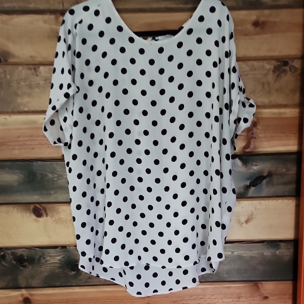 Maurices Black and White Polka Dot Blouse